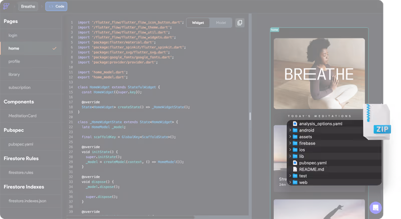 Code export preview (homepage, alt text Code export preview)