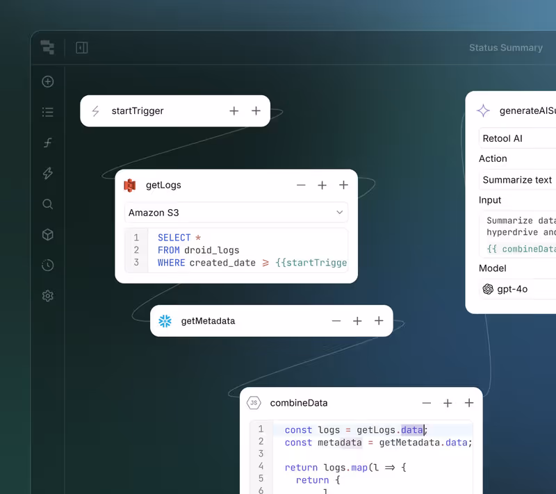 Retool Workflows editor UI