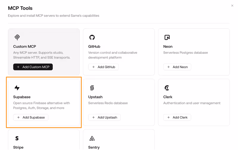 Add Supabase integration dialog