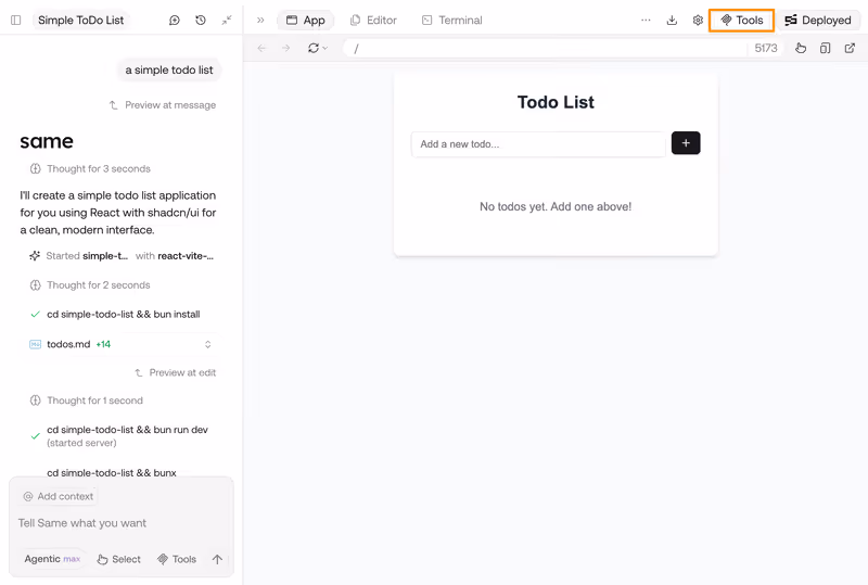 Same Tools menu entry point for integrations