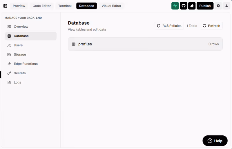 Softgen Database console for a Supabase project