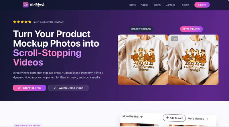 VidMock site built with Softgen (homepage showcase)